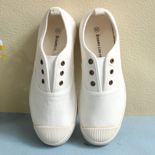 韩国水洗帆布鞋简单一脚蹬，懒人鞋小白，鞋做旧复古低帮贝壳头韩版潮
