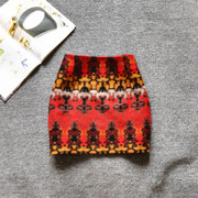 秋冬韩版羊毛呢子半身裙包臀短裙一步裙大码红色显瘦民族风裙子