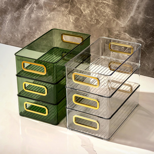 桌面收纳盒透明化妆品面膜整理盒亚克力零食筐家用厨房杂物储物盒