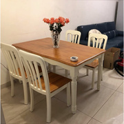 地中海餐桌椅组合现代美式田园风，乡村简美小美式风格纯全实木桌子