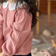 9月底秋女童时尚洋气粉色娃娃领针织衫上衣毛衣 童装