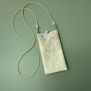 芬芳之品原创蕾丝手机，包袋绣花小包女式斜跨单肩迷你绿色小清