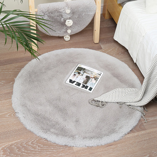 椅脑毯地毯电客圆形仿形地圆毛毛厅卧垫床兔转地毯椅边室绒