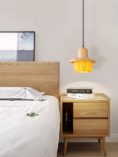 定制卧室床头吊灯北欧树脂南瓜灯日式木艺客厅背景墙装饰灯家用氛