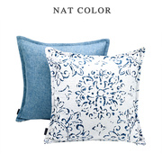 轻奢青花瓷地中海蓝白拼色抱枕靠垫设计师样板间客厅沙发高级靠枕