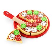 VIGA披萨饼儿童娃娃家厨房餐具美食仿真玩具过家家游戏木制切切看
