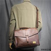 香港男士手拎包大容量，横款商务斜跨包真牛皮，电脑文件包单肩手提包
