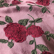 玫瑰花提花布料 暗红色田园沙发套抱枕旗袍服装布艺diy口金包面料