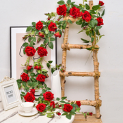 欧式仿真玫瑰假花藤条婚庆，装饰高档藤蔓，栅栏花艺拱门壁挂墙面遮挡
