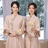 中式伴娘服2024小个子姐妹，团礼服中国风旗袍汉服大码伴娘裙女