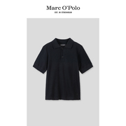 Marc O'Polo/MOP男短款宽松薄针织衫黑色短袖Polo衫
