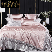 欧式公主风结婚四件套蕾丝花边高档床品被罩婚庆床上用品六件套