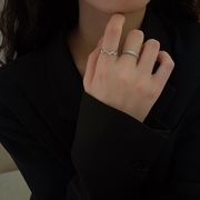 装饰戒指女士潮品食指，开口戒女粗胖手大号时尚个性，高级感碎钻指环