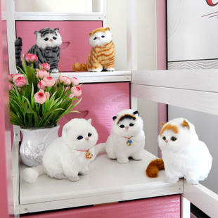仿真假猫咪玩偶小猫毛绒玩具猫猫公仔小动物模型会叫生日礼物可爱