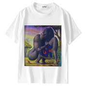 2020春夏欧美潮牌博物馆系列大猩猩印花情侣装短袖T恤 宽松版