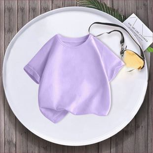 巴拉巴拉短袖t恤纯色糖果夏季紫色洋气百搭儿童夏款韩版白色
