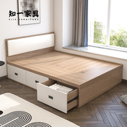 小户型储物床单人高箱省纳床b板式抽收双人床，可定制屉空间