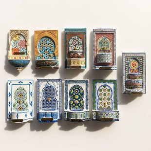 磁性冰箱贴非洲摩洛哥旅游纪念创意礼物彩绘马赛克图案装饰工艺品