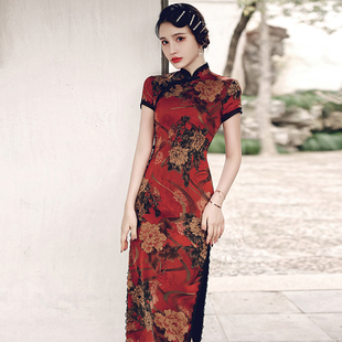 老上海旗袍年轻款少女2024年改良复古中袖连衣裙高端气质性感