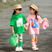 小蜜糖童装女童t恤洋气时髦纯棉女宝宝卡通宽松上衣儿童夏装