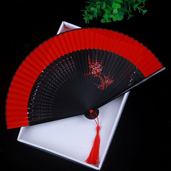红色中国风扇子古风折扇日式女绢古典汉服跳舞舞蹈扇随身旗袍走秀