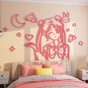 卧室装饰品房间布置美少女孩，生儿童房背景墙面，公主床头贴纸画遮丑