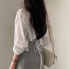 韩国chic春季长袖雪纺防晒衫，设计感小心机后背绑带露背短款衬衫女