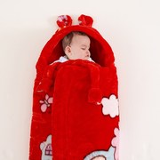 婴儿抱被儿童毯子，外出防风带帽披风，宝宝睡袋冬天包被斗篷加厚毛毯