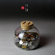 琅沐猪储钱罐可存可取玻璃软木硬币储蓄罐透明饰品摆件婚嫁