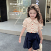 蓝小爸女童波点衬衫，2023夏季儿童韩版衬衣洋气宝宝短袖上衣