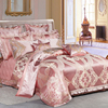 高档欧式贡缎提花床上用品，四件套奢华粉色，婚庆床盖六八十件套床品