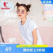 中国乔丹短袖t恤女2024夏季圆领，休闲上衣女士，运动短t宽松棉t