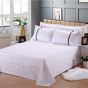 酒店宾馆用品床单 白色全棉纯棉缎条单人双人床单件被单