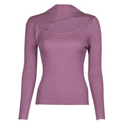 yurban女装针织衫半高领，打底衫淡紫色春秋，2024年洋气修身罩衫