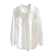 白色长袖衬衫女装2022早秋季宽松显瘦设计感小众双口袋棉衬衣