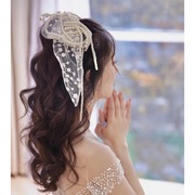 新娘结婚头e饰超仙珍珠蝴蝶结发夹流苏后脑勺发夹婚纱礼服发饰