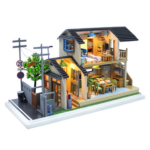 日式别墅diy小屋模型拼装玩具娃娃屋沙盘房子木质摆件送男生礼物