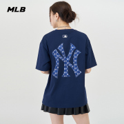 mlb男女情侣仿牛仔老花，大logo短袖运动t恤24春季tsm06