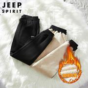 jeepspirit冬装加绒加厚运动裤，男保暖羊羔绒裤男hl212151-212152