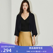 lily2024夏女装(夏女装)时尚黑色针织，外套小披肩上衣连衣裙吊带外搭女