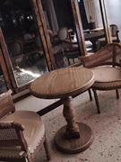 欧式实木洽谈小圆桌复古做旧小方桌子美式酒店咖啡厅休闲餐桌