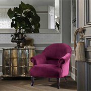 新古典轻奢丝绒单人沙发 客厅起居室法式休闲高脚艺术沙发椅