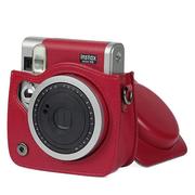 富士拍立得mini90相机包复古典雅酒红色斜跨instax皮套PU保护壳套