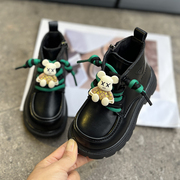 二棉鞋儿童马丁靴加绒，秋冬软底女童鞋，小女孩短靴防滑宝宝靴子