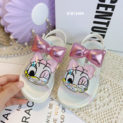 可爱粉色蝴蝶结女童凉鞋，韩版夏季儿童，公主沙滩鞋中大童小女孩