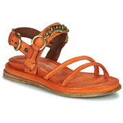AS98女鞋子扣带链条坡跟时装凉鞋橙色夏季2023意大利品牌