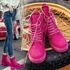 马丁靴粉色马丁靴女韩版2020夏季英伦风百搭粉色单靴学生平底高帮