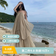 海边度假长裙氛围旅游拍照女神，穿搭大摆飘逸仙气套装子法式连衣裙