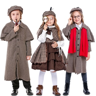 福尔摩斯衣服侦探服装儿童神探，扮演服万圣节服装，英国19世纪cos服