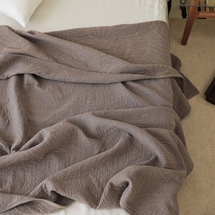 无印良品柔软纯棉纱布盖毯高端 夏季纯色100全棉夏凉被子空调薄毯